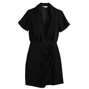 Nine West Women's Surplice Shirt Dress in Black NWT